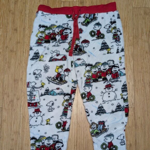 Peanuts Holiday Fuzzy Pajama Pants Size L - Picture 2 of 4
